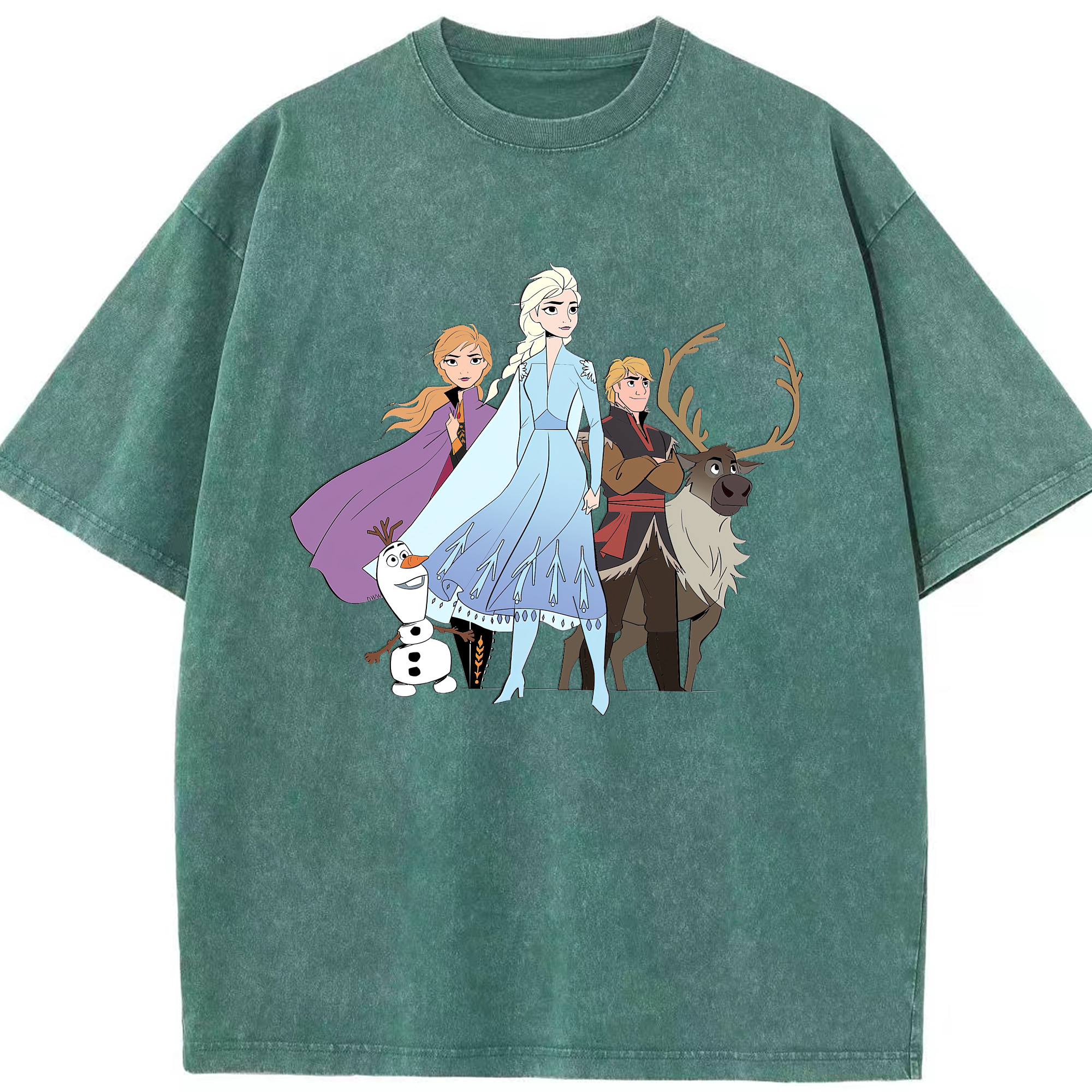 （画像用） アナと雪の女王 アンナ エルサ Frozen Anna Elsa 綿100% ヴィンテージ風 半袖Tシャツ（フロントプリント）